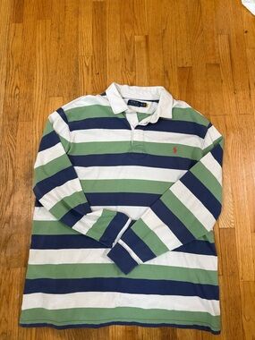 Polo Ralph Lauren Striped Rugby Shirt - Green Navy White big and tall 3XLT
